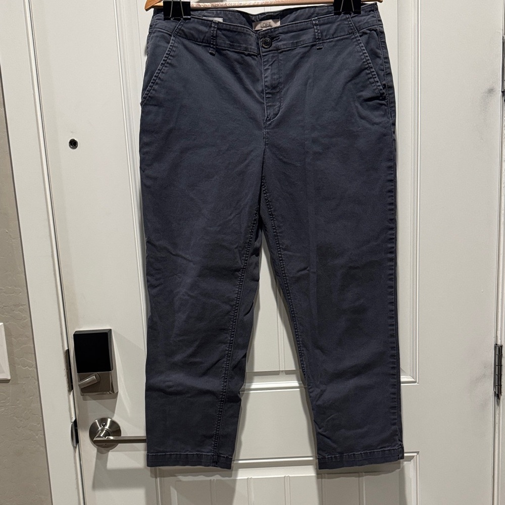 LOFT Women's Washed Gray Cropped Chino Pants